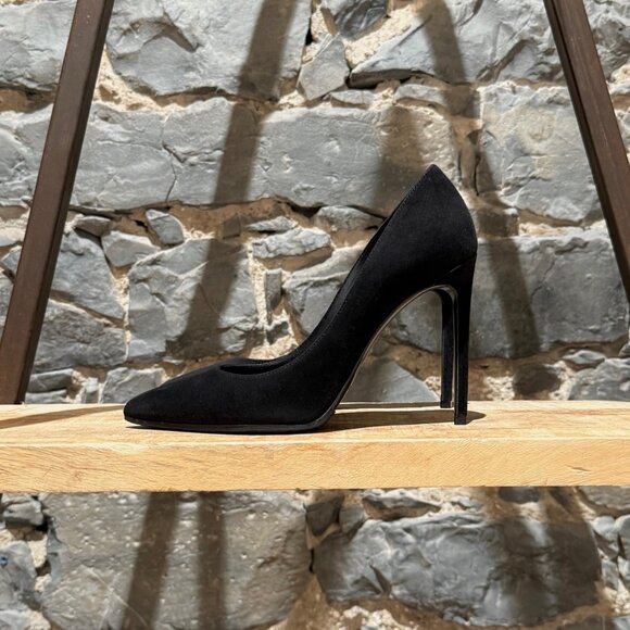 Saint Laurent Black Suede Paris 100 Pumps - Picture 6 of 11